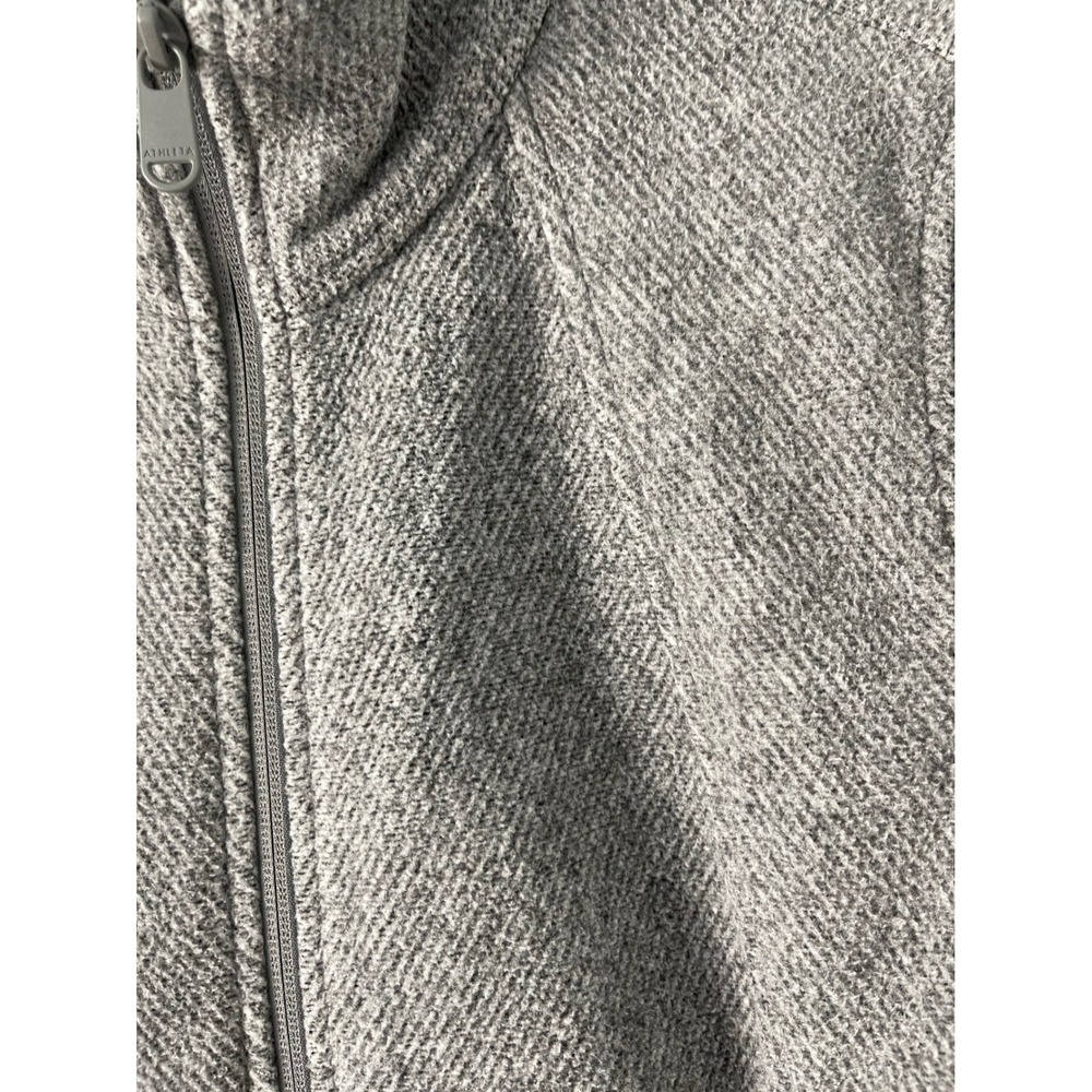 Athleta Stroll Fleece Full Zip Jacket Grey Herringbone Mock Neck Womens Medium - Picture 6 of 8